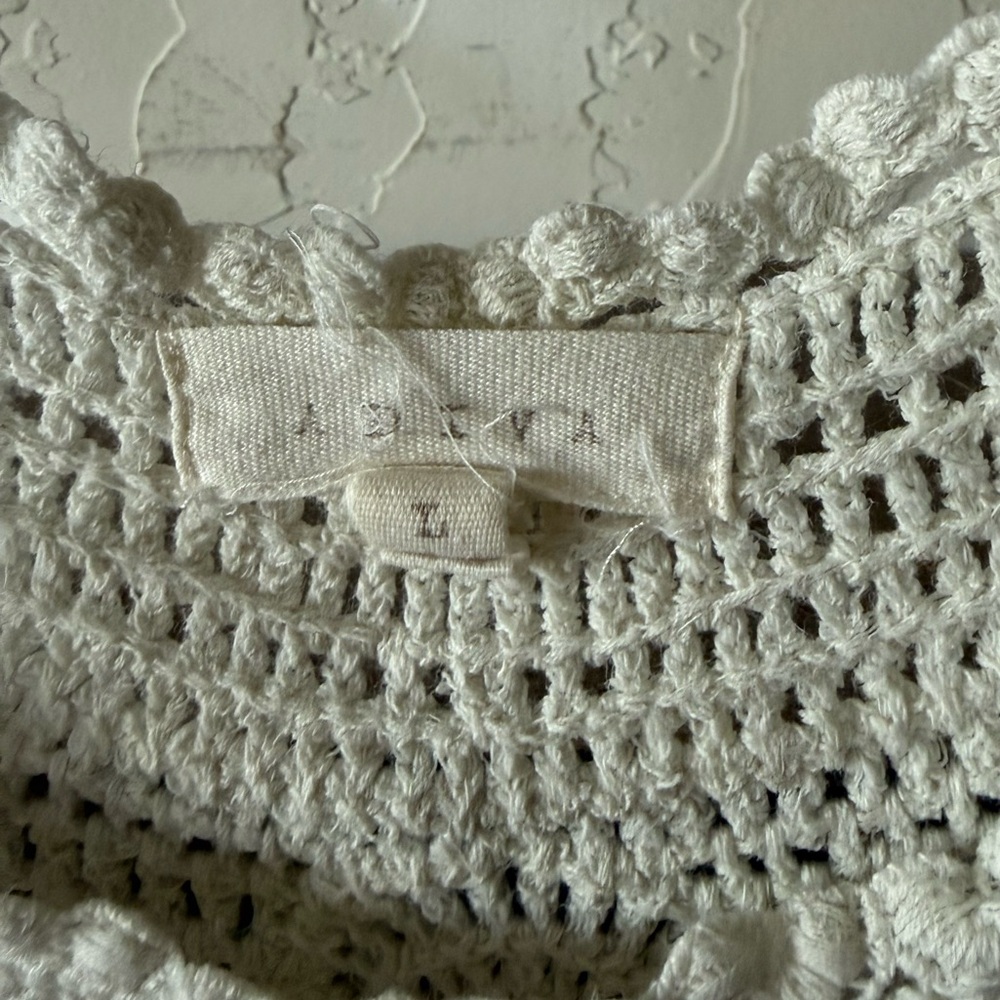 Crochet gauzy muslin tan beige tank,sleeveless beachy blouse•••neutral,LARGE - Picture 7 of 10
